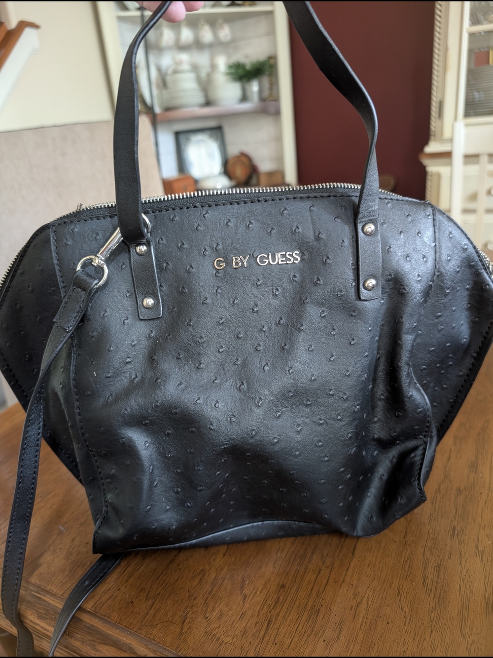 G by Guess Black Pebbled Tote Bag